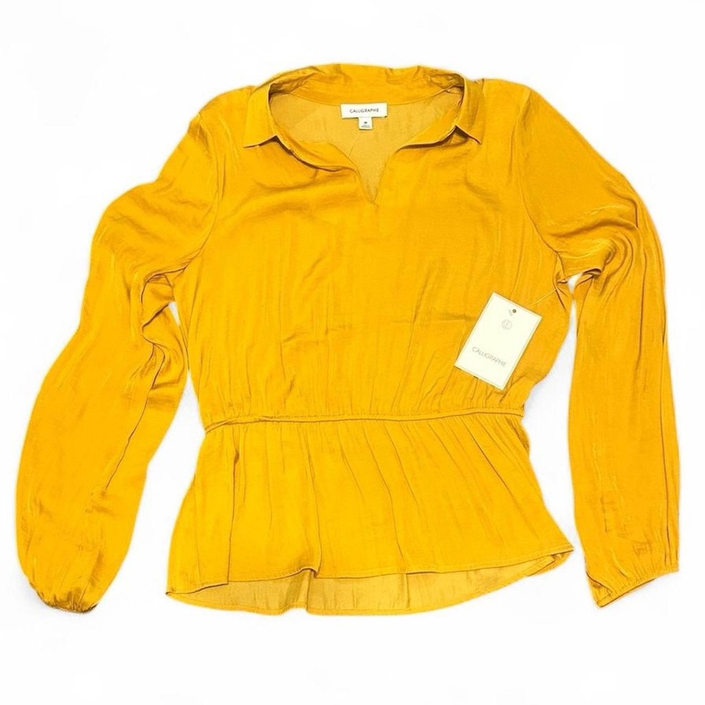Calligraphe Mustard Peplum Blouse – Size M - Picture 4 of 7